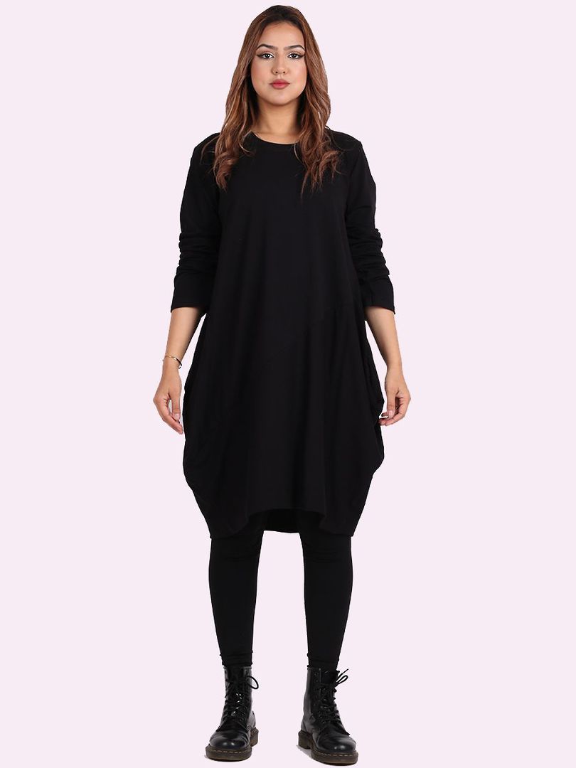 Sasha Cotton Long Sleeved Dress Black image 0